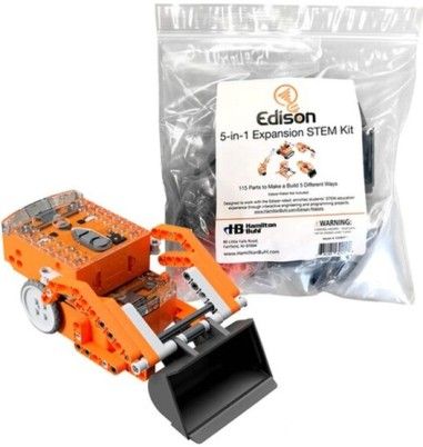 HamiltonBuhl EDIBOT-C 5-in-1 Robot Expansion Construction STEM Kit, Edison Robot Expansion Construction Kit, Grades 3+, LEGO Compatible, Create Five EdBuild Projects (EdTank, EdDigger, EdRoboClaw, EdCrane, EdRoboClaw), 115 Components (Blocks, Pegs, Gears, Tracks, Loader Bucket), UPC 681181624904 (HAMILTONBUHLEDIBOTC EDIBOTC EDIBOT C)