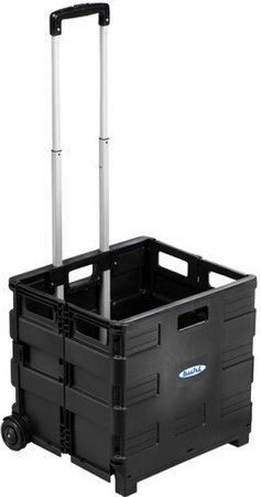 HamiltonBuhl EZCRATE Portable Crate with Extendable Handle, Lightweight Durable Plastic, Interior 14