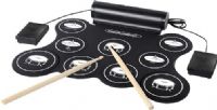 HamiltonBuhl FDRM Portable Roll-Up Electronic Drum Pad; Includes: Roll Up Drum Pad, Drumsticks (2 Individual Drumsticks), Charging Cable, Sustain Pedals (1 Hi-Hat and 1 Kick Drum) and 3.5mm Aux Cable; Built-In High Quality Dual Speaker System With Super Bass Effect; Hi-Hat Pedal; Kick Drum Pedal; Built-In Rechargeable Battery; UPC 681181626687 (HAMILTONBUHLFDRM FD-RM) 