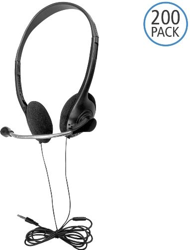 HamiltonBuhl HA2G-P200 Multi-Pack of 200 Personal Headsets with Steel-Reinforced Mic, TRRS Plug and Foam Ear Cushions; Steel-Reinforced Gooseneck Microphone, 3.5mm 120 Degree Angled Plug; Ideal For Use With Tablets, Mobile Devices, Computers, MP3 Players, CD Players And Much More; UPC 681181626823 (HAMILTONBUHLHA2GP200 HA2GP200 HA2G P200 HA2G-P-200)