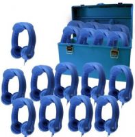 HamiltonBuhl HMC-18KBL Lab Pack of 18 Blue Flex-Phones Indestructible Foam Headphones in Large Lockable Carrying Case for Early Learners; 30mm Speaker Drivers, 32&#937; Impedance, 85dB ±3dB Sensitivity, 20-20000Hz Frequency Response; 4' Dura-Cord - Chew-Resistant, PVC-Jacketed, Braided Nylon; Heavy-Duty, Write-On, Moisture-Resistant, Reclosable Bag (HAMILTONBUHLHMC18KBL HMC18KBL HMC 18KBL) 