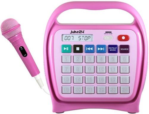 HamiltonBuhl J22RCS1PK Juke24 Portable Digital Jukebox with CD Player and Karaoke Function, Pink; Record From Any Of The Following Sources And Program To Any Of The 24 Buttons: CD, AUX-In, MIC In, USB Key And PC Link Via USB Port; Built-in MP3 Digital Recorder; Back-Loading CD Player; 24 Programmable Press and Play Buttons; UPC 681181623358 (HAMILTONBUHLJ22RCS1PK J22-RCS1PK J22RCS1-PK J22RCS1)