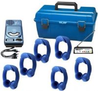 HamiltonBuhl LCFW-AC1 6-Person Wireless Listening Center; Includes: (1) HACX-205 AudioChamp Top-Loading Portable Classroom CD Player with USB and MP3, (6) FLEXW1 Blue Flex-PhonesAF Wireless Dual-Channel Headphones, (1) W900-MULTI Wireless Transmitter, (1) W990 6-Way Charging Cable and (1) Lockable Carrying Case; UPC 681181625062 (HAMILTONBUHLLCFWAC1 LCFWAC1 LCFW AC1) 