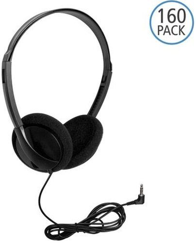 HamiltonBuhl PER/160 Super-Affordable Multi-Pack Personal Economical Headphones (160 Pack), 40mm Moving Coil Speaker Driver, 20Hz  20KHz Frequency Response, 105dB 3dB Speaker Sensitivity, 170 Ohms Impedance, 0.03W Output Power, 3.5mm TRS Plug, 90 Plug Angle, 6' PVC Cord, Stereo Signal Format, Prop 65 Compliant, UPC 681181620913 (HAMILTONBUHLPER160 PER160 PER-160 PER 160)