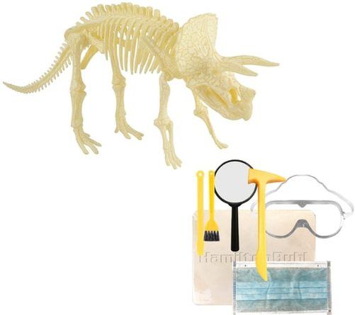 HamiltonBuhl PH-TRT STEAM Education Paleo Hunter Dig Kit - Triceratops Rex, Includes FREE AR App Download, Block  Slaked Lime Plaster, Dino Bones  ABS, Hammer  PP (Polypropylene), Chisel  PP (Polypropylene), Brush  PP (Polypropylene), Goggles  PC (Ploy Carbonates), Mask  High Quality Non-Woven Fabric, Magnifying Glass - ABS+Acrylic, UPC 681181626731 (HAMILTONBUHLPHTRT PHTRT PH TRT)