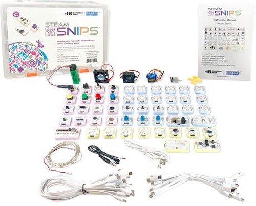 HamiltonBuhl SNIP18 STEAM SNIPS Kit - Electronic Building and Coding Modules, Suitable for Ages 5+, Cross All Grade Levels K-12, Electronics Sensor Knowledge, Electronical Hardware Knowledge, Circuitry Structure and Configuration, Logic Gate operation, Input Modules (Color-Coded Pink), Output Modules (Color-Coded Yellow), UPC 681181625994 (HAMILTONBUHLSNIP18 SNIP-18 SNIP 18)