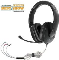 HamiltonBuhl T18LG3EBK Trios Multimedia Headset with Steel Reinforced Gooseneck Microphone, Foldable Leatherette Padded Headband, Noise-isolating Leatherette Ear Cushions, 40mm Speaker Drivers, Ear Cup Volume Control, 50-20000 Hz Frequency Response, 32&#937; Impedance, Inline Plug Control Switch Activates The Headphone Jack To Be Used, UPC 681181624102 (HAMILTONBUHLT18LG3EBK T18-LG3EBK T18LG3E-BK T18LG3E BK) 
