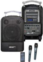 HamiltonBuhl VENU100A High Quality Portable PA System; Includes: (2) Handheld Wireless Microphones, Remote Control, AC Adapter, (4) AA Batteries (for Microphones) and USB Cover; Bluetooth Receiver, DVD/VCD/MP3/CD-R/RW Player, Telescoping Handle And Easy-Glide Rubber Casters; 60W RMS Power Output; UPC 681181624881 (HAMILTONBUHLVENU100A VENU-100A VENU 100A VENU100) 