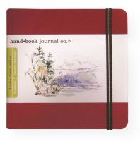 Hand Book Journal Co. 721334 Travelogue Series Artist Journal 5.5" x 5.5" The Square Vermillion Red; Hand-bound bookcloth cover has just the right flexibility; Contains 128 pages of heavyweight buff drawing paper with a good tooth; Great for pen & ink, pencil, and markers; Accepts light watercolor washes without buckling; Acid-free; UPC 696844723344 (HANDBOOKJOURNALCO721334 HANDBOOKJOURNALCO-721334 TRAVELOGUE-SERIES-721334 DRAWING ARTWORK) 