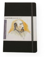Hand Book Journal Co. 721411 Travelogue Series Artist Journal 8.25" x 5.5" Large Portrait Ivory Black; Hand-bound bookcloth cover has just the right flexibility; Contains 128 pages of heavyweight buff drawing paper with a good tooth; Great for pen & ink, pencil, and markers; Accepts light watercolor washes without buckling; Acid-free; UPC 696844724112 (HANDBOOKJOURNALCO721411 HANDBOOKJOURNALCO-721411 TRAVELOGUE-SERIES-721411 DRAWING SKETCHING) 