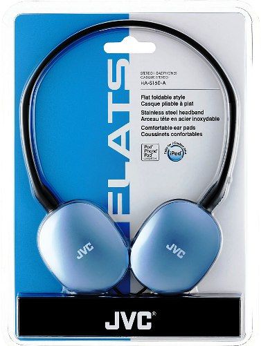 JVC HA-S160-A FLATS Light Weight Stereo Headphones, Blue, 500mW (IEC) Max. Input Capability, Frequency Response 12-24000Hz, Nominal Impedance 32ohms, Sensitivity 103dB/1mW, Color line-up matched to iPod nano 6G, Powerful sound with 1.18