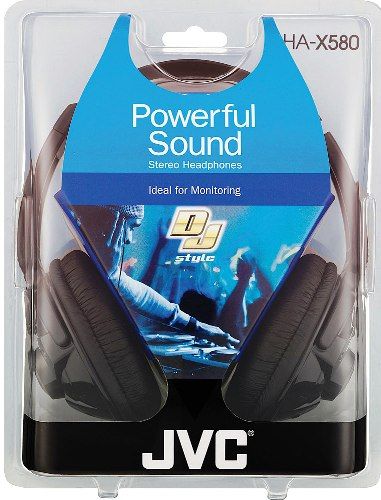 JVC HA-X580 Powerfull Sound Monitor Stereo Headphones, Black, 50mW Max. Input Capability, Frequency Response 7-21000Hz, Nominal Impedance 32 ohms, Sensitivity 107dB/1mW, Powerful sound with 1.57'' (40mm) neodymium driver units, Twistable housing for one-ear monitoring, Soft ear-pads for superior sound isolation and comfortable fit, UPC 046838046346 (HAX580 HA X580 HAX-580)