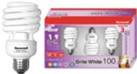 Honeywell HB23BX3 Indoor CFL 14 Watt Brite White Mini Spirals, Three (3) Window Box, Mini spiral size fits almost anywhere, Equivalent to a Standard 100 Watt Bulb, Highest standards in quality - UL, cUL, and FCC, Long Life up to 10,000 hours Save energy and money, UPC 895639001036 (HB23-BX3 HB23 BX3 HB-23BX3 HB 23BX3) 