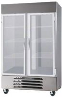 Beverage Air HBF44-1-G Horizon Series Two Glass Doors Bottom Mounted Reach-In Freezer, Stainless Steel, Stainless Steel; 44.0 cu.ft. capacity; 3/4 Horsepower; 60" Depth with Door Open 90°; Six heavy duty epoxy coated wire shelves standard; Shelves are adjustable in 1/2" increments; Fluorescent interior lighting (HBF441G HBF441-G HBF44-1G HBF44-1 HBF44) 
