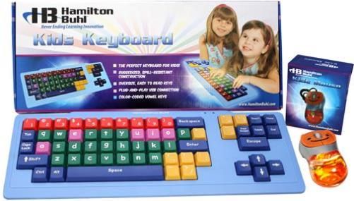 Hamilton Buhl HB-KBMS Kids Keyboard and Mouse, Oversize Keys, Highlighted Vowel Keys, USB Connection, PC and Mac Compatible, Plug and Play, Dimensions 20 x 9 x 4, UPC 681181620173 (HBKBMS HB KBMS HBK-BMS HBKB-MS)