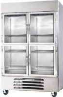 Beverage Air HBR49HC-1-HG Two Section Glass Half Door Bottom-Mounted Reach-In Refrigerator with LED Lighting, 49 cu. ft. Capacity, 8.8 Amps, 60 Hertz, 1 Phase, 1/3 HP Horsepower, 4 Number of Doors, 2 Sections, 6 Number of Shelves, 49" W x 28.50" D x 61.75" H Interior Dimensions, Bottom Mounted Compressor Location, Freestanding Installation, LED Lighting Features, 49" W x 28.50" D x 61.75" H Interior Dimensions, Stainless steel interior and exterior (HBR49HC-1-HG HBR49HC 1 HG HBR49HC1HG) 
