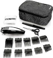 Conair HC1000 Fast Cut Pro 20-Piece Professional Haircutting Kit; Has twice the cutting force, with a powerful DC motor and professional blade technology; High-quality, self-sharpening stainless steel blades; High-performance DC motor; Taper control for customization; 10 guide combs (1/8", 1/4", 3/8", 1/2", 5/8", 3/4", 7/8", 1", left and right ear); UPC 074108275691 (HC-1000 HC 1000) 
