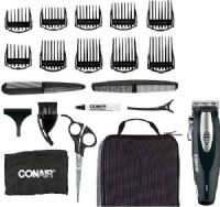 Conair HC1100R Lithium Ion 20-Piece Haircut Kit; Professional stainless steel blade technology; Lithium ion technology gives sustained power performance; Quick charge, 3-hour full charge for 75 minutes of use or 15-minute quick charge for 15 minutes of use; Lithium ion battery provides over one hour sustained power performance for reliable cord-free cutting; UPC 074108269621 (HC-1100R HC 1100R HC1100) 