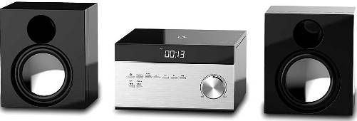 GPX HC-225B Home Music System; 2 channel stereo sound; CD player: CD, CD-R/RW; Digital AM/FM radio (PLL); Station memory presets (20 FM, 20 AM); Top-load disc player; Aux in (3.5mm audio input); Repeat 1 or ALL play; Programmable tracks; LCD display with white backlight; Digital clock; Dimmer control; Sleep timer; Single alarm; UPC 047323122507 (HC225B HC 225B HC-225)