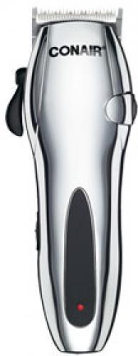Conair HC318RV Rechargeable Cord/Cordless 22-Piece Haircut Kit; Full-size chrome clipper with 5-position taper control and 55 settings for custom cuts; Removable stainless steel blade for easy cleaning; Cordless run time of 60 minutes; 10 comb attachments: 1/8