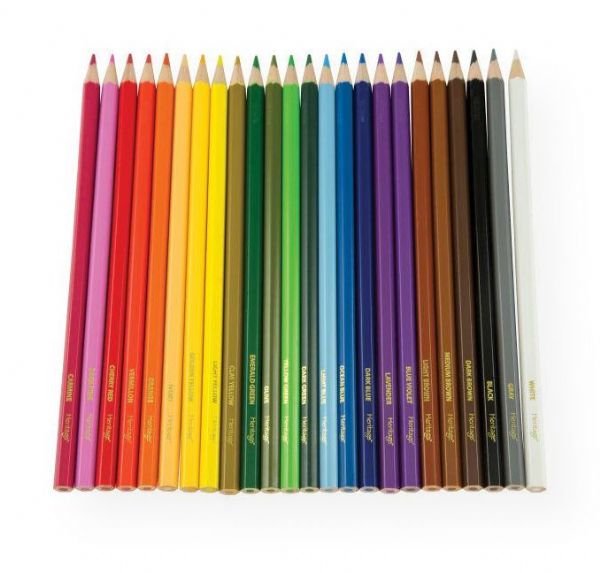 Heritage Arts HCP24 24-Piece Colored Pencil Set; Each pencil demonstrates an optimal pigment load so brilliant colors glide on smooth; Strong, 3.0mm leads are break-resistant and are encased in hexagonal 6.5mm wood barrels; Ideal for drawing, coloring, sketching, blending, and shading techniques; UPC 088354960218 (HERITAGEARTSHCP24 HERITAGEARTS-HCP24 HERITAGEARTS/HCP24 ARTWORK)