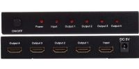 In-Link HD1X4 HDMI 1 x 4 Splitter, 3D HDCP Multiplier Box; 480i, 576i, 480p, 576p, 720p, 1080i, 1080P HDMI Resolutions; 480p, 576i, 576p, 720p, 1080i, 1080p DVI Resolutions; 1920X1200, 1080P Max Single Link Range; 0.5 -1.0 volts p-p Input Video Signal; 5 volts p-p (TTL) Input DDC Signal; HDMI 1.3; DC 5V at 2A Power supply; Up to 225MHz Bandwidth; Dimensions 8.7" x 5.9" x 2.2"; Weight 1 Lbs; UPC 766194730146 (INLINKHD1X4 IN LINK HD1X4 HD 1X4 IN-LINK HD1X4 IN-LINK-HD1X4 HD-1X4) 