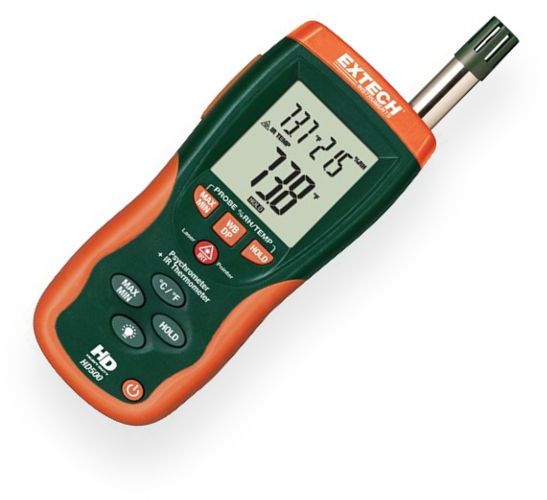 Extech HD500-NIST Psychrometer with IR Temperature and NIST Certificate, Built-in InfraRed Thermometer for non-contact temperature measurement to 932 Degrees Fahrenheit (500 Degrees Celsius) with 30:1 distance to target ratio, USB port includes PC software (HD500NIST HD500 NIST HD-500 HD 500)