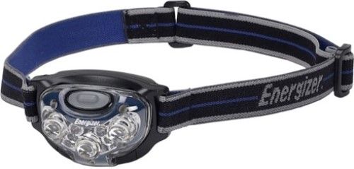 Energizer HD7L33AE 7-LED Headlight, Blue and Black; 5 light modes  area, spot, flood, strobe and red for night vision; Pivots to direct light where you need it; White LEDs provide 125 lumens of light; Useable light for 27 hours in flood mode between battery changes (with Energizer MAXbatteries); UPC 039800064882 (HD-7L33AE HD7-L33AE HD7L-33AE HD7 L33AE)