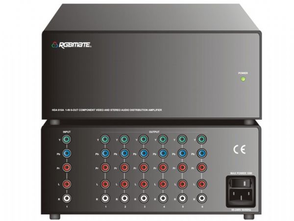 RGBmate HDA 610A Distribution Amplifier, 1-in, 6 out Component Video/Stereo Audio RCA DA (HDA-610A, HDA610A, HDA 610, HDA610, HDA-610)