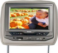 Power Acoustik HDVD-73BG Universal Headrest Widescreen Video 7" Monitor with DVD, 5.38"-7.5" Pole width adjustments, 400 Panel brightness, 640 x 234 Resolution, Playback system, Active matrix TFT/LCD, 2 A/V inputs, Dual channel wireless IR transmitter, Built-in 8-channel FM transmitter, 8 GB Secure Digital Card reader & USB input, On-screen display, Swivel screen adjustment, 4 screen modes, NTSC/PAL auto-select (HDVD73BG HDVD-73BG HDVD 73BG)  