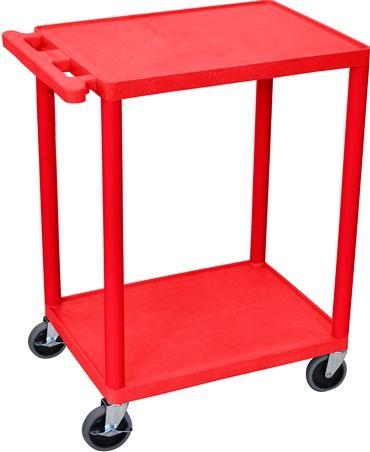Luxor HE32-RD Utility Transport Cart with 2 Shelves Structural Foam Plastic, Red, Retaining lip around the back and sides of flat shelves, Includes four heavy duty 4