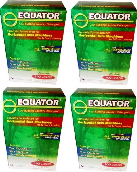 Equator HED 2844 HE Low Sudsing Laundry Detergent (4 Pack), Whitens whites and brightens colors, Will not harm stainless steel drums, Low sudsing specially developed for front loaders, Phosphate dye and fragrance free, Ultra concentrated, Biodegradable, Dissolves easily, Septic tank safe (HED2844 HED-2844)