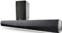 Denon HEOS HOMECINEMA HomeCinema Wireless Soundbar & Subwoofer System, Black; Dual band high speed "N" Wi-Fi connects to standard wireless home networks; Bi-amplified soundbar with 4 channels of Class D digital amplification; Dual rounded rectangular mid-woofer drivers composite Kevlar cones and double magnet motor system; UPC 883795003704 (HEOSHOMECINEMA HEOS-HOMECINEMA) 