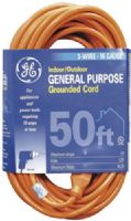 GE General Electric HEP51926 Indoor/Outdoor General Purpose Grounded Cord (50 ft.), Orange, For appliances & power tools requiring up to 13 amps, Grounded for 3-wire plugs & outlets, Polarized security for proper alignment of hot & neutral wires, Double-insulated cord, One-piece molded plug construction (HEP-51926 HEP 51926 JAS-HEP51926 JASHEP51926) 