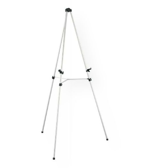Heritage Arts ATA-1 Armstrong Aluminum Art/Display Easel; Lightweight and durable aluminum construction is ideal for commercial displays, as well as casual sketching, painting, and airbrushing; Tripod design features .75
