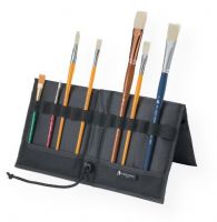 Heritage Arts BH70 Brush & Tool Holder 14.5" x 16"; Made of durable, black nylon, these hard cover holders protect small brushes and tools from damage; Stitched elastic band holds brushes in place for easy access; Stands freely by securing adjustable drawstring cord; Hook & loop fastener; BH70 holds brushes up to 15" long with handles up to .75" diameter and folds flat to a 7.25" x 16" size; Shipping Weight 1.00 lb; UPC 088354803768 (HERITAGEARTSBH70 HERITAGEARTS-BH70 ARTWORK) 