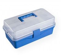 Heritage Arts HPB0912 Two-Tray Art Tool Box; Plastic tool box features two 12.5" x 6.25" x 1" foldout trays; Main storage compartment measures 13.25" x 6.5" x 3"; Overall dimensions: 14.25" x 7.5" x 6.25"; Shipping Weight 0.07 lb; Shipping Dimensions 14.00 x 7.50 x 6.75 inches; UPC 088354806998 (HERITAGEARTSHPB0912 HERITAGEARTS-HPB0912 STORAGE BIN) 