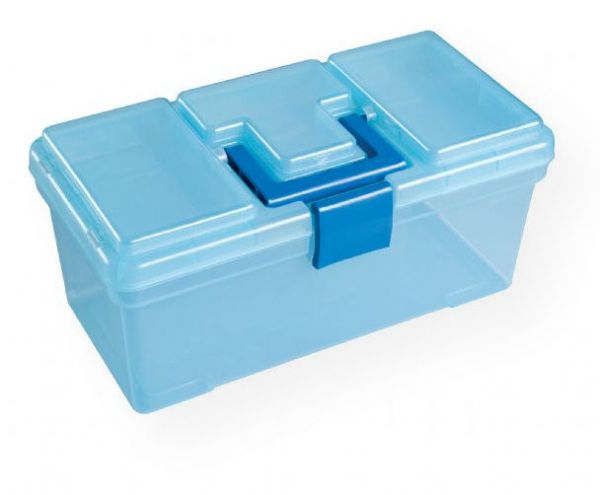 Heritage Arts HPB1008 Art Tool Box; One compartment all-purpose tool box features a carry handle that folds flat into the hinged, snap-shut lid; Generous 14
