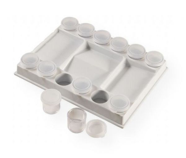 Heritage Arts PP17 Removable Cup Palette; Rectangular palette includes 12 clear .875