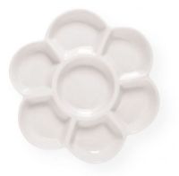 Heritage Arts TX340 Porcelain Blossom Dish; Seven sectioned, floral-shaped, porcelain mixing dish; 6" diameter by .625" deep; Shipping Weight 0.75 lb; Shipping Dimensions 6.25 x 6.25 x 1.00 in; UPC 088354118695 (HERITAGEARTSTX340 HERITAGEARTS-TX340 ARTWORK) 