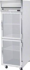 Beverage Air HF1-1HG  Glass Half Door Reach-In Freezer, 7.1 Amps, 60 Hertz, 1 Phase, 115 Volts, Doors Access Type, 24 Cubic Feet Capacity, Top Mounted Compressor, Stainless Steel and Aluminum Construction, Swing Door Style, Glass Door Type, 3/4 Horsepower, Freestanding Installation Type, 2 Number of Doors, 3 Number of Shelves, , 60" H x 22" W x 28" D Interior Dimensions,  78.5" H x 26" W x 32" D Dimensions (HF11HG 1 HF1-1HG 1 HF1 1HG 1)  