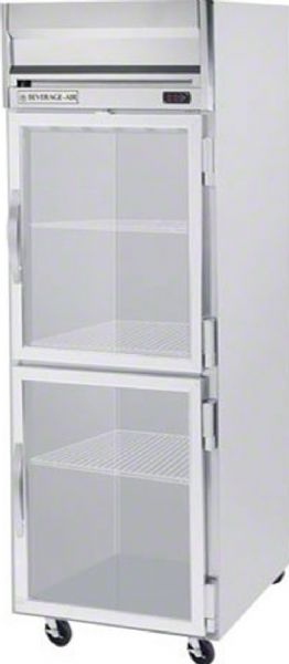 Beverage Air HF1-1HG  Glass Half Door Reach-In Freezer, 7.1 Amps, 60 Hertz, 1 Phase, 115 Volts, Doors Access Type, 24 Cubic Feet Capacity, Top Mounted Compressor, Stainless Steel and Aluminum Construction, Swing Door Style, Glass Door Type, 3/4 Horsepower, Freestanding Installation Type, 2 Number of Doors, 3 Number of Shelves, , 60