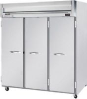 Beverage Air HF3-5S Solid Door Reach-In Freezer, Door Access Method, 8.4 Amps, Top Compressor Location, 74 Cubic Feet, Solid Door Type, 1 Horsepower, 3 Number of Doors, 3 Number of Sections, Swing Opening Style, 9 Shelves, 0°F Temperature, 208 - 230 Voltage, Stainless steel front, Gray painted sides, Aluminum interior, 78.5" H x 78" W x 32" D Dimensions, 60" H x 73.5" W x 28" D Interior Dimensions (HF35S HF3-5S HF3 5S) 