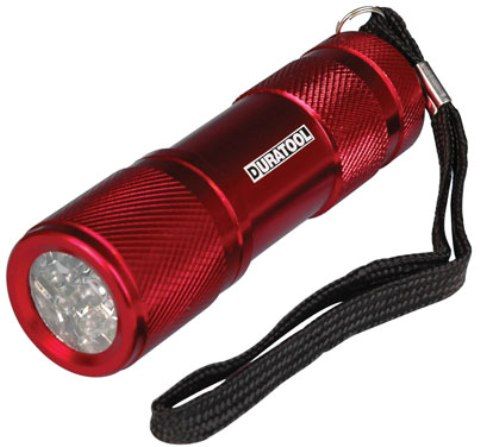 Duratool HF703D-9L Red Pocket Flashlight, 9 LED Red Pocket Flashlight, Machined Knurled grip is easy to hold (HF703D 9L HF703D9L)