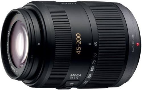 Panasonic H-FS045200 Telephoto Zoom Lens, Telephoto zoom lens, Tele, zoom Special Functions, Intended For 35mm SLR, digital SLR , 45 mm - 200 mm Focal Length, F/4.0-5.6 Lens Aperture, F/22 Minimum Aperture, 90 - 400mm Focal Length Equivalent to 35mm Camera, 0.19 Magnification, 3.3 ft Min Focus Distance, Automatic, manual Focus Adjustment, Manual Zoom Adjustment, 27 Max View Angle, 6.2 Min View Angle, UPC 037988988358 (H-FS045200 HFS045200 H FS045200)