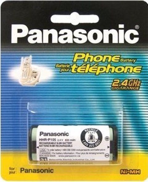 Panasonic HHR-P105A Replacement Cordless Telephone Battery, Rechargeable Charging Capability, Nickel-Metal Hydride -NiMH Battery Chemistry, 830mAh Capacity, 2.4 V DC Output Voltage, 2 Number of Cells, For use with KX-TG2420, KX-TG2421, KX-TG2422, KX-TG2431 and KX-TG2432 Panasonic Cordless Phones (HHR P105A HHR-P105A HHRP105A)