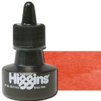 Higgins SN44114 Waterproof Color Drawing Ink, 1oz, Red Brick; Bright, transparent color; Use like liquid watercolors for washes and shading; Mix or dilute for infinite variety; For use with technical pens, lettering pens, and airbrushes; Not recommended for use on drafting film; 1 oz. bottle; Dimensions 1.75" x 1.75" x 3.00"; Weight 0.1 lbs; UPC 070530441147 (HIGGINSSN44114 HIGGINS SN44114 ALVIN 1oz RED BRICK) 