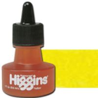 Higgins SN44205 Waterproof Color Drawing Ink, 1oz, Yellow; Bright, transparent color; Use like liquid watercolors for washes and shading; Mix or dilute for infinite variety; For use with technical pens, lettering pens, and airbrushes; Not recommended for use on drafting film; 1 oz. bottle; Dimensions 1.75" x 1.75" x 3.00"; Weight 0.1 lbs; UPC 070530442052 (HIGGINSSN44205 HIGGINS SN44205 ALVIN 1oz YELLOW) 