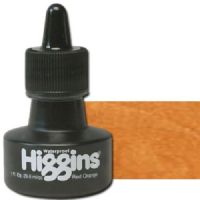 Higgins SN44207 Waterproof Color Drawing Ink, 1oz, Red Orange; Bright, transparent color; Use like liquid watercolors for washes and shading; Mix or dilute for infinite variety; For use with technical pens, lettering pens, and airbrushes; Not recommended for use on drafting film; 1 oz. bottle; Dimensions 1.75" x 1.75" x 3.00"; Weight 0.1 lbs; UPC 070530442076 (HIGGINSSN44207 HIGGINS SN44207 ALVIN 1oz RED ORANGE) 