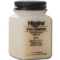 Higgins SN45101 Pen Cleaner; For every drafting room, art studio, and school; Removes dried, waterproof India ink from pens, lettering instruments, and brushes; 2.5oz. jar; Dimensions 1.75" x 1.75" x 3.00"; Weight 0.1 lbs; UPC 070530451016 (HIGGINSSN45101 HIGGINS SN45101 ALVIN 2.5oz PEN CLEANER) 